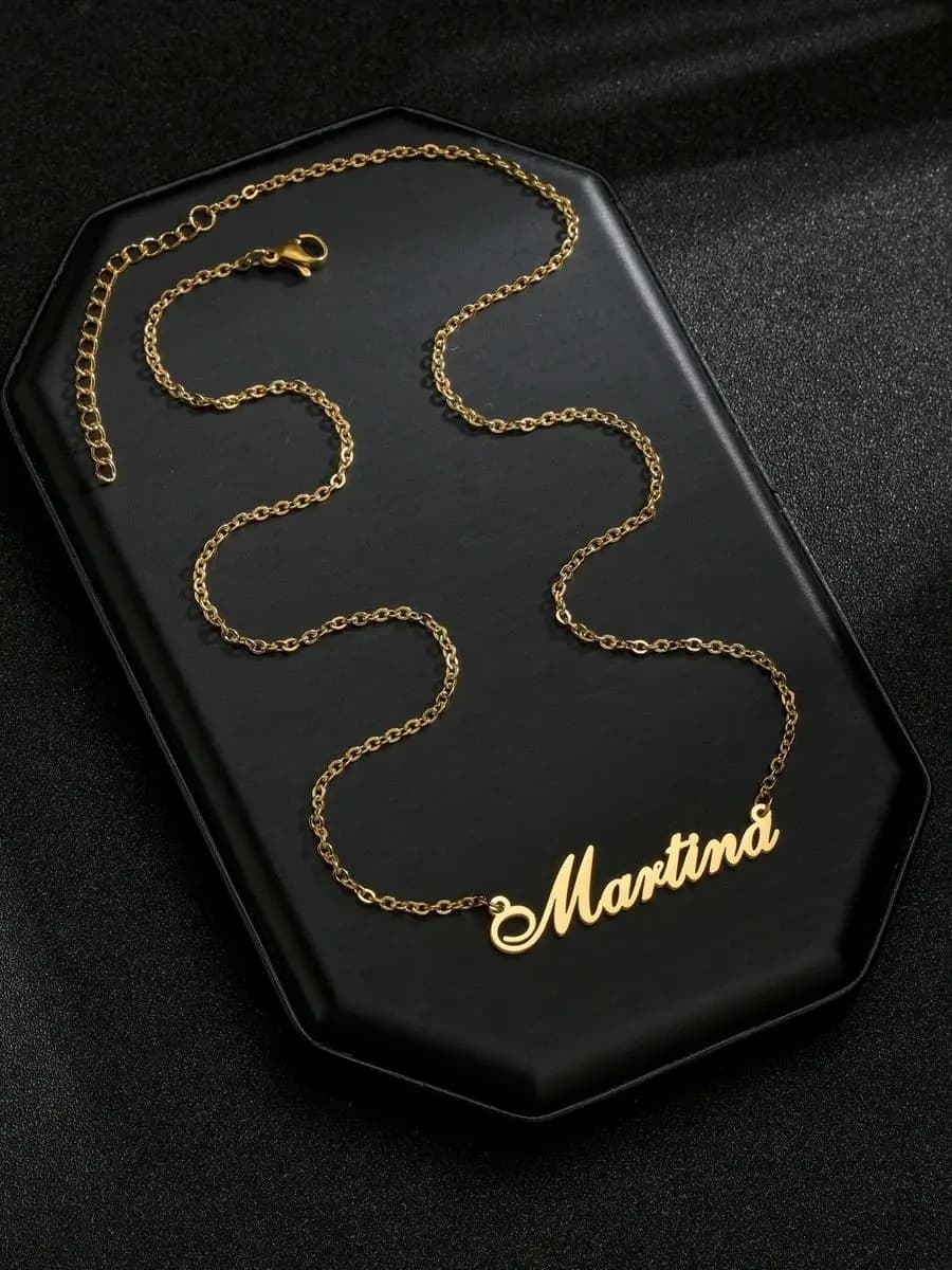Goxijite – collier avec nom personnalisé pour femmes, en acier inoxydable, pendentif avec lettre Cursive, bijou cadeau