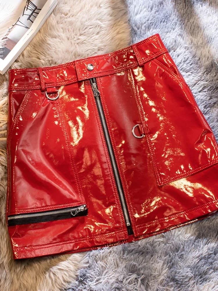 Jupes en cuir de mouton véritable pour femmes, jupe taille haute pour femmes, jupe courte de moto, été 2024, Zjt2462