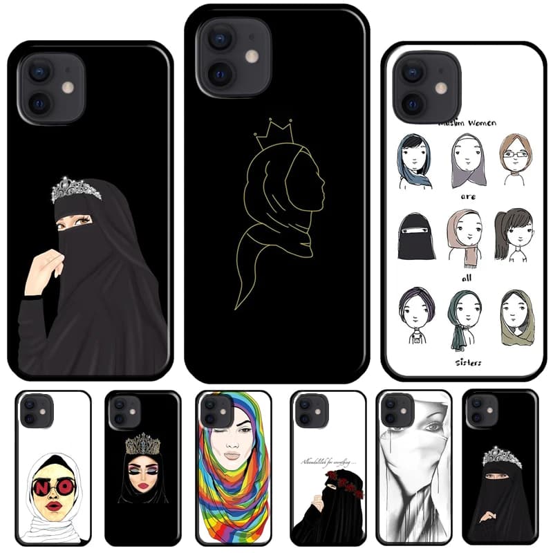 Coque de téléphone avec visage de hijab musulman islamique, coque arrière pour iPhone 16 15 12 11 14 Pro Max 13 Mini Plus Poly X XS Max