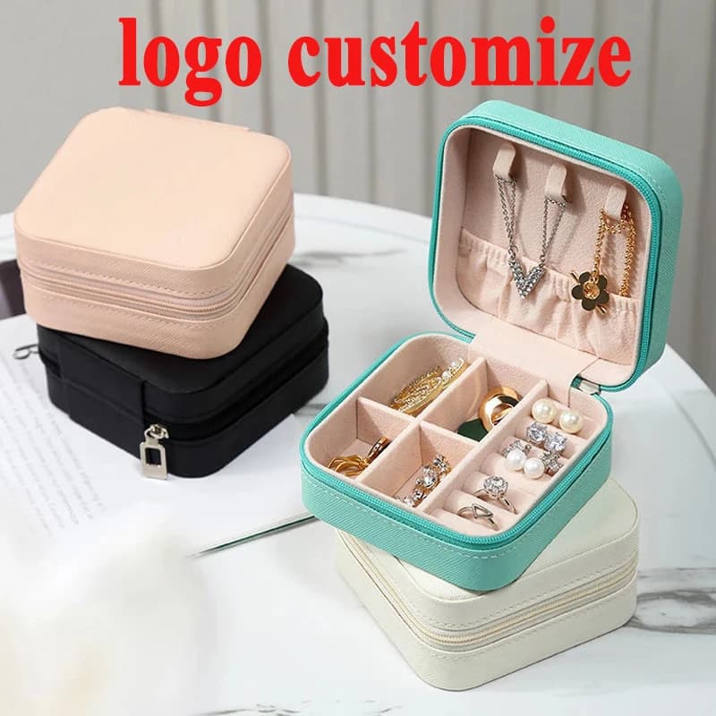 Boîte à bijoux portable en cuir, étui de voyage, organisateur de bijoux