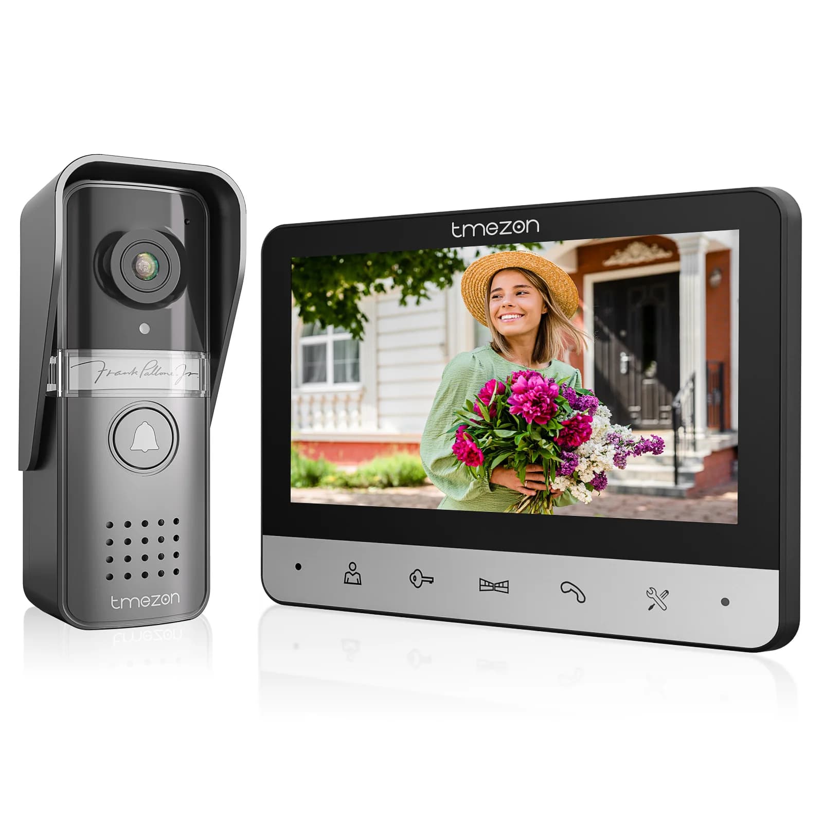 Système d'interphone vidéo TMEZON, 7 pouces, 1 moniteur, 1 caméra, bouton tactile, vision nocturne