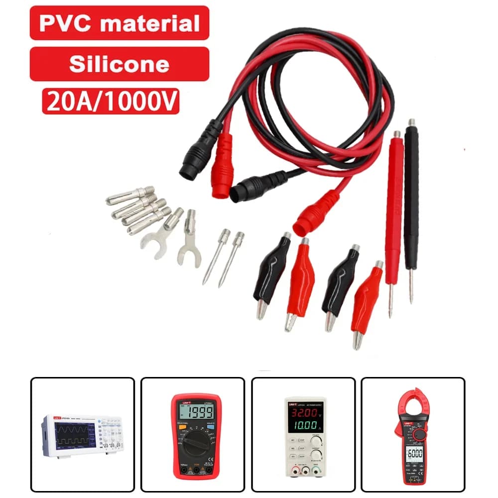 Kits de fils de Test multimètre universels, 16 pièces, avec sondes à aiguilles remplaçables, 1000V 20A, fil de Silicone, câble de testeur