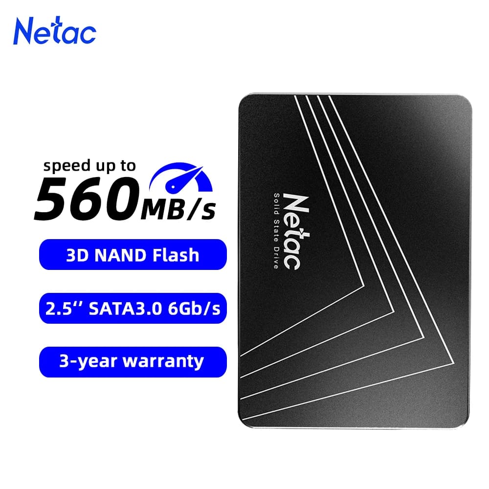 Netac SSD 4 to 2 to 1 to 2.5 pouces SATA3 128 go 256 go 512 go SSD disque dur HDD disque SSD interne pour ordinateur portable de bureau