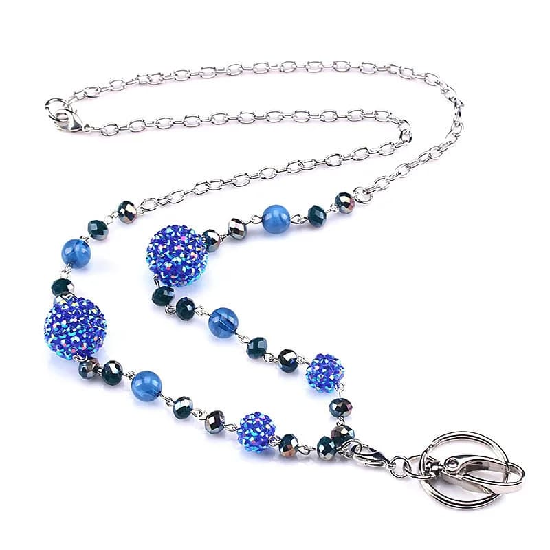 Lanière de mode perlée pour femmes, avec porte-Badge pour enseignants, infirmières et mères, porte-collier d'identité, porte-clés