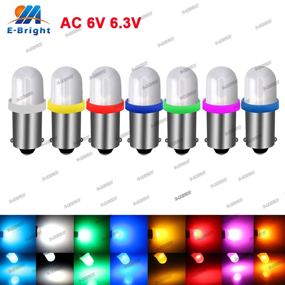 Ampoule de jeu d'arcade et de flipper à lentille dépolie Non-polaire AC DC 6V 6.3V GE44 47 1895 10X BA9S Blanc Bleu Rouge Ambre Vert Rose
