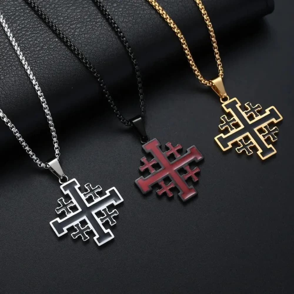 Colliers avec pendentif en croix pour hommes, bijoux religieux en acier inoxydable