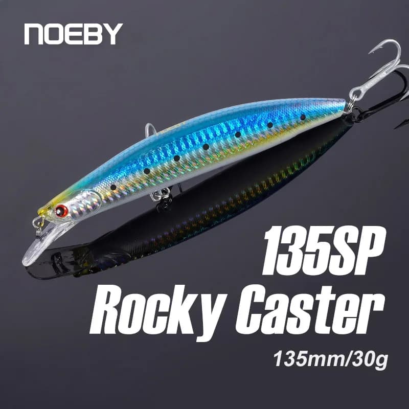 NOEBY – leurre méné rigide suspendu pour le lancer longue distance, appât artificiel idéal pour la pêche au bar ou au brochet, Wobbler, 135mm, 30g