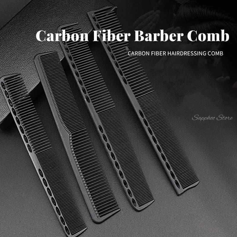 Peigne de coiffure professionnel noir en carbone double face résistant à la chaleur, antistatique, pour salon de coiffure, outil de coiffage pour barbier