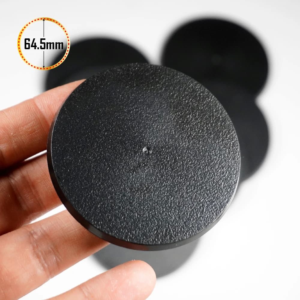 Bases rondes de 64,5 mm pour jeux, bases noires en plastique, kit de figurines en résine
