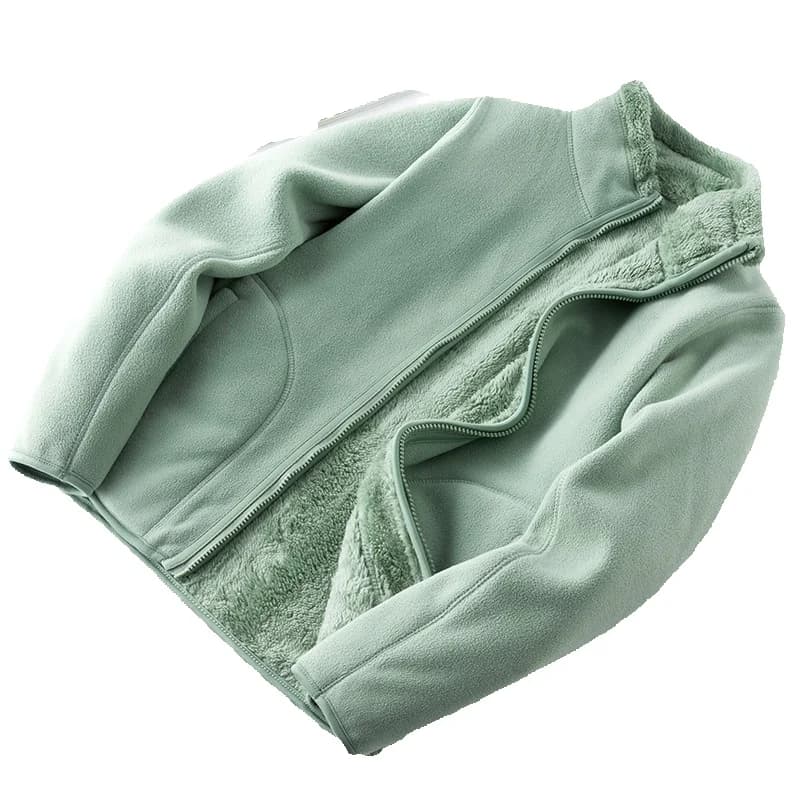 Veste chaude en molleton de corail Double face pour hommes et femmes, automne et hiver, col montant, Trench