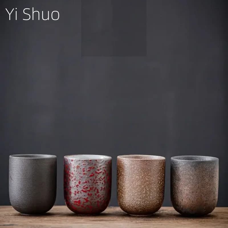 Tasse à thé rétro en céramique japonaise, tasse à eau, grande taille, cliquets ménagers, bol principal droit, tasses à thé de style rétro