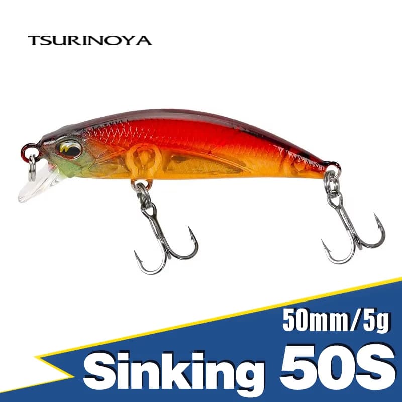 TSURINOYA Leurre de Pêche, Accessoire Wobblers Méné et Dur en Ruisseau, Mini Manivelle, Appât Jerkbait en Eau, Naufrage pour Truite, Modèle DW63, 50 mm, 5g