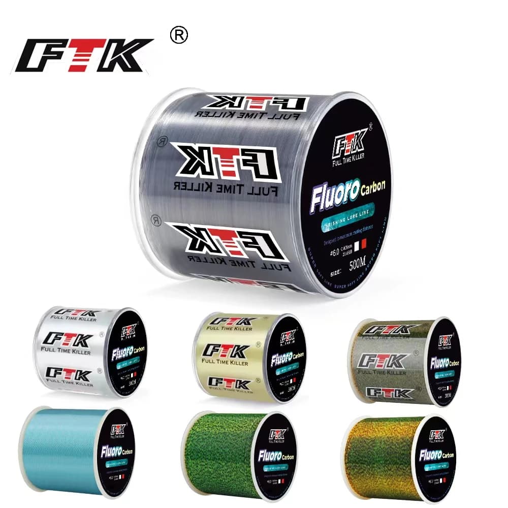 FTK – fils de pêche Super résistants de 300/500m, ligne en Nylon, revêtement de ligne en fluorocarbone, Surface en carbone, accessoires de pêche à la carpe