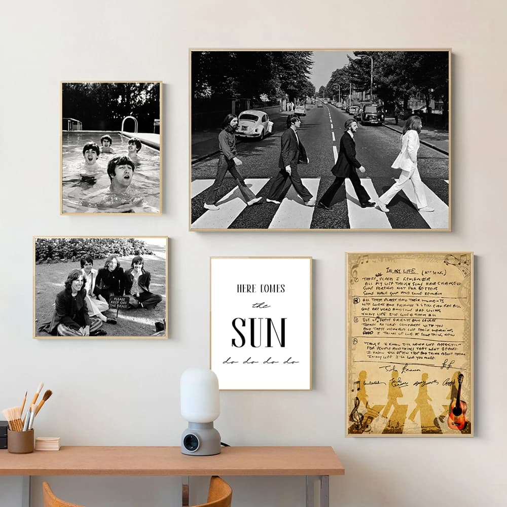 Abbey Road – affiche d'album de musique, bande de Rock, noir et blanc, photographie, toile, peinture, imprimés, décoration d'images murales