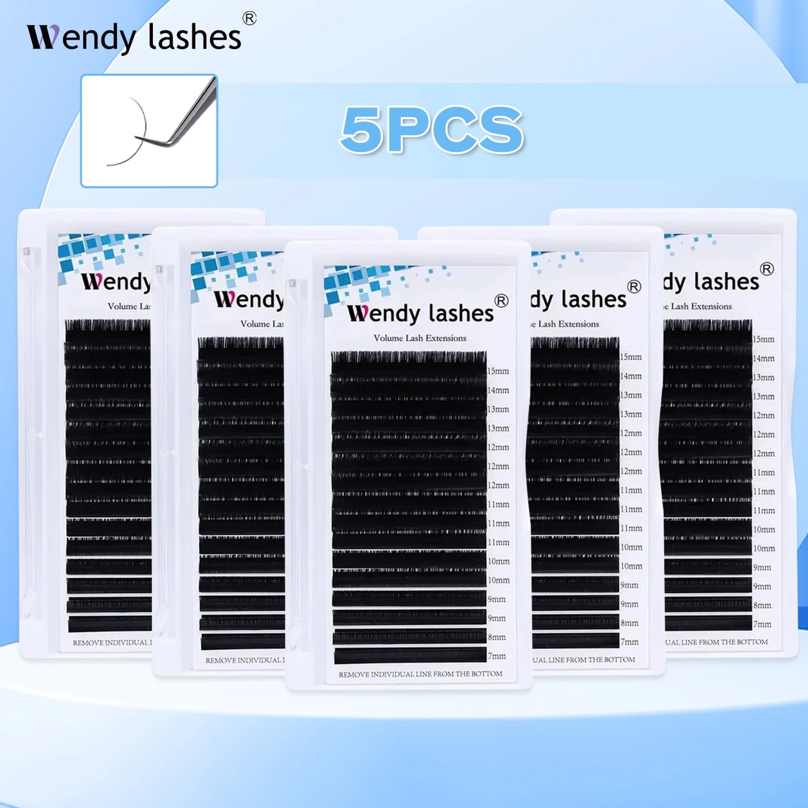 5 pièces/lot Extension de cils 16 rangées faux cils classiques en gros vison naturel fournitures de cils individuels maquillage cils Wendy
