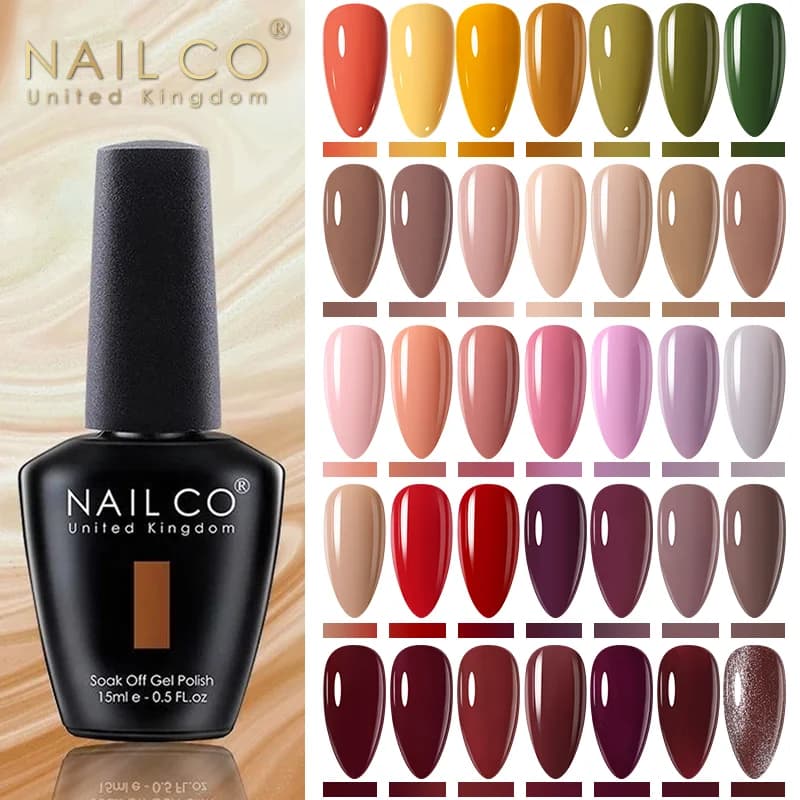 NAILCO 15ml Camel café Gel Vernis à ongles couleur marron chocolat série Vernis UV Gel à ongles Nail Art paillettes tout pour ensemble de manucure