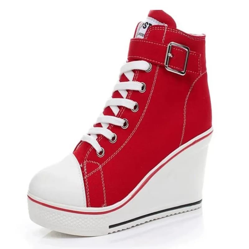 Chaussures en toile tendance pour femme, à talons compensés et plateforme haute, baskets décontractées, chaussures rehaussantes à talons hauts, Zapatos Mujer, Taille 35-43