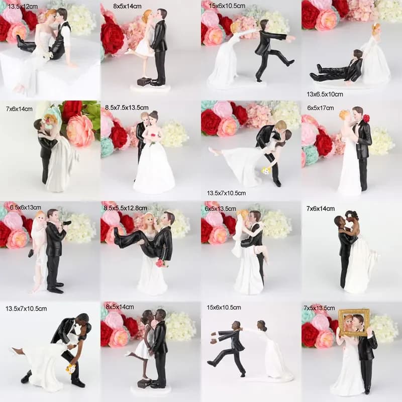 Figurines de mariée et de marié, décorations de gâteau de mariage, poupées en résine synthétique, décor de fiançailles pour la saint-valentin, cadeau d'anniversaire
