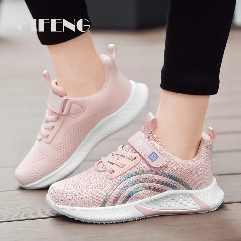 Chaussures Décontractées pour Fille, en Maille Blanche, Baskets d'Été à la Mode, pour Enfants, Tennis de Sport, de Course à Pied, Adaptable pour l'Automne