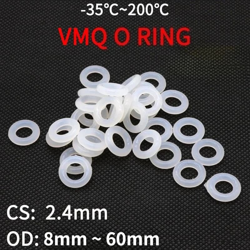 10 - 200 pièces Joint torique en silicone blanc VMQ, CS 2,4 mm, DE 8 ~ 60 mm, de qualité alimentaire, étanche, rondelle isolante en caoutchouc, joint torique en caoutchouc