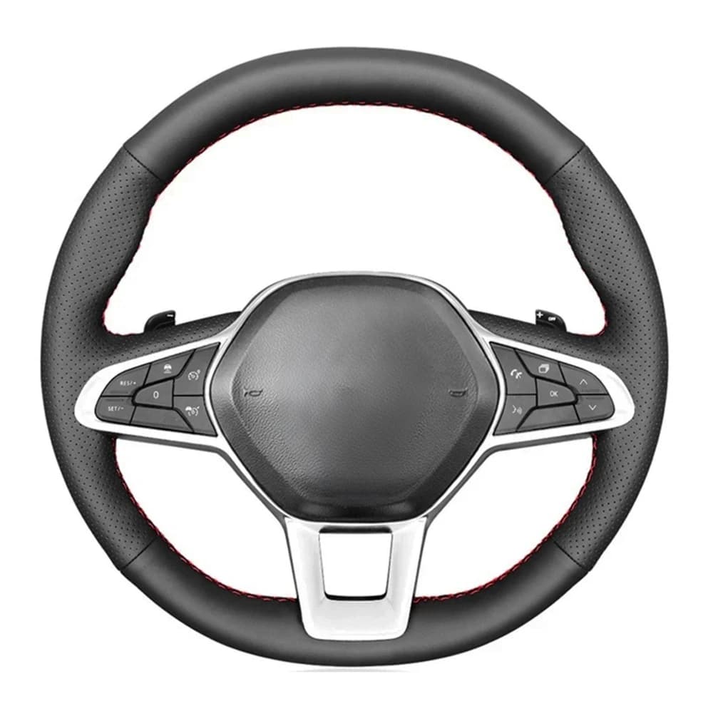 Housse de volant de voiture en cuir artificiel noir antidérapant, pour Renault Clio 5 (V) 2019-2020 Zoe 2019-2020 Captur 2019-2020