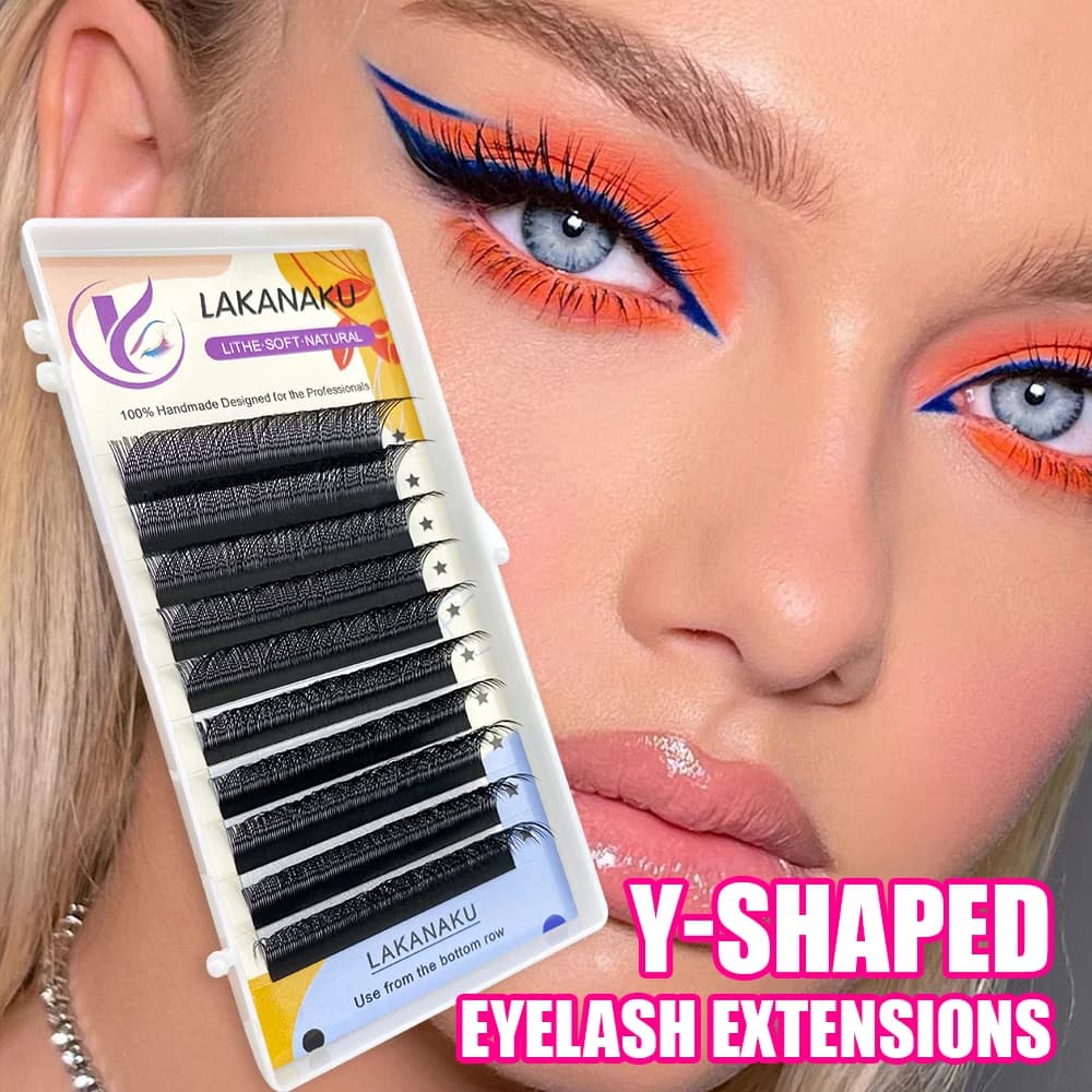 Lakanaku Y cils cils et Volume faux cils brésiliens fournitures YY Cilios Faux cils de vison Extension de cils en forme de Y
