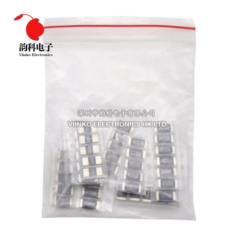 Kit 191 de résistances SMD, 50 pièces 1% 2512, 10 valeurs X 5 pièces = 50 pièces 1R00 R500 R470 R330 R220 R200 R150 R100 R050 R010