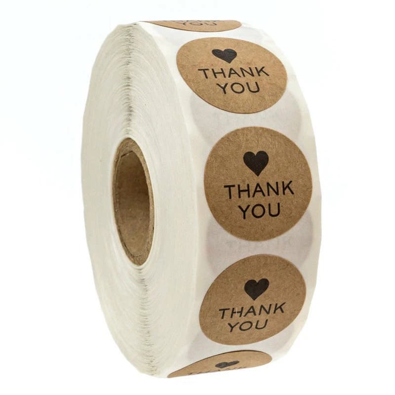 Autocollants de remerciement avec cœur en papier Kraft, étiquettes d'étiquette d'appréciation pour sac d'affaires, sceau, décoration de fête de mariage, 50 à 500 pièces