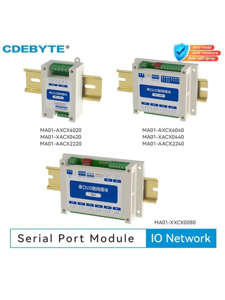 ModBus RTU Module IO série Interface RS485 AI DI DO 8 sorties numériques Installation sur Rail 8 ~ 28VDC CDEBYTE MA01-AXCX4020