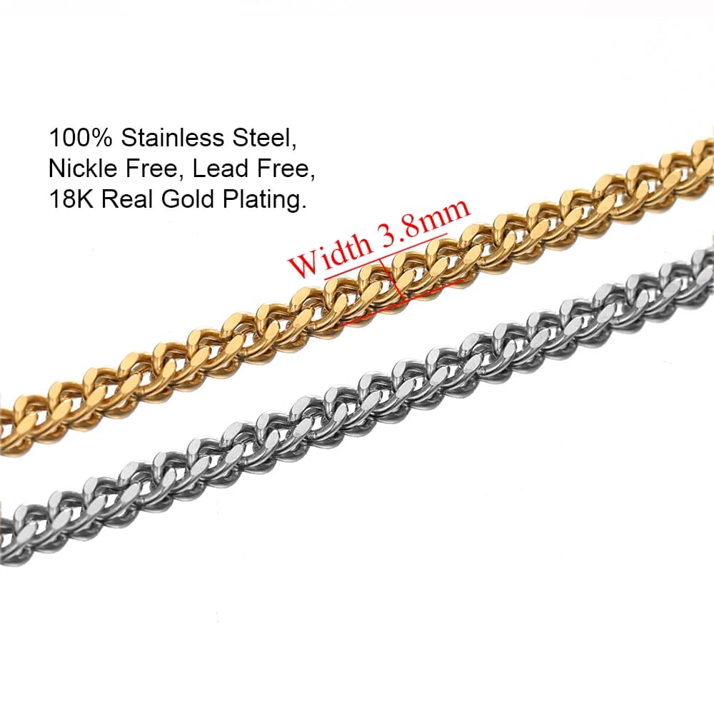 Chaînes à maillons cubains en acier inoxydable de 2 mètres en vrac pour la fabrication de bijoux à bricoler soi-même, résultats de colliers hip hop, bracelets artisanaux, chaînes de corps