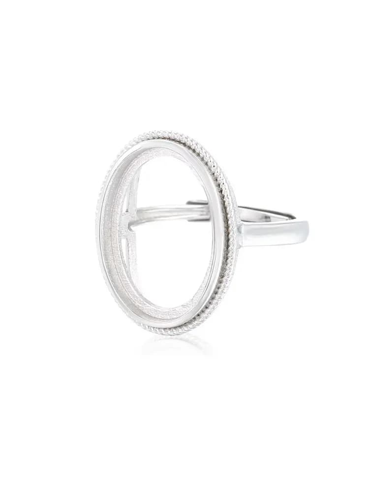 Bague vierge pour cabochons ronds de 6mm/7mm/8mm ou cabochons ovales 12x16mm/13x18mm, base ajustable en argent 925 plaqué or blanc