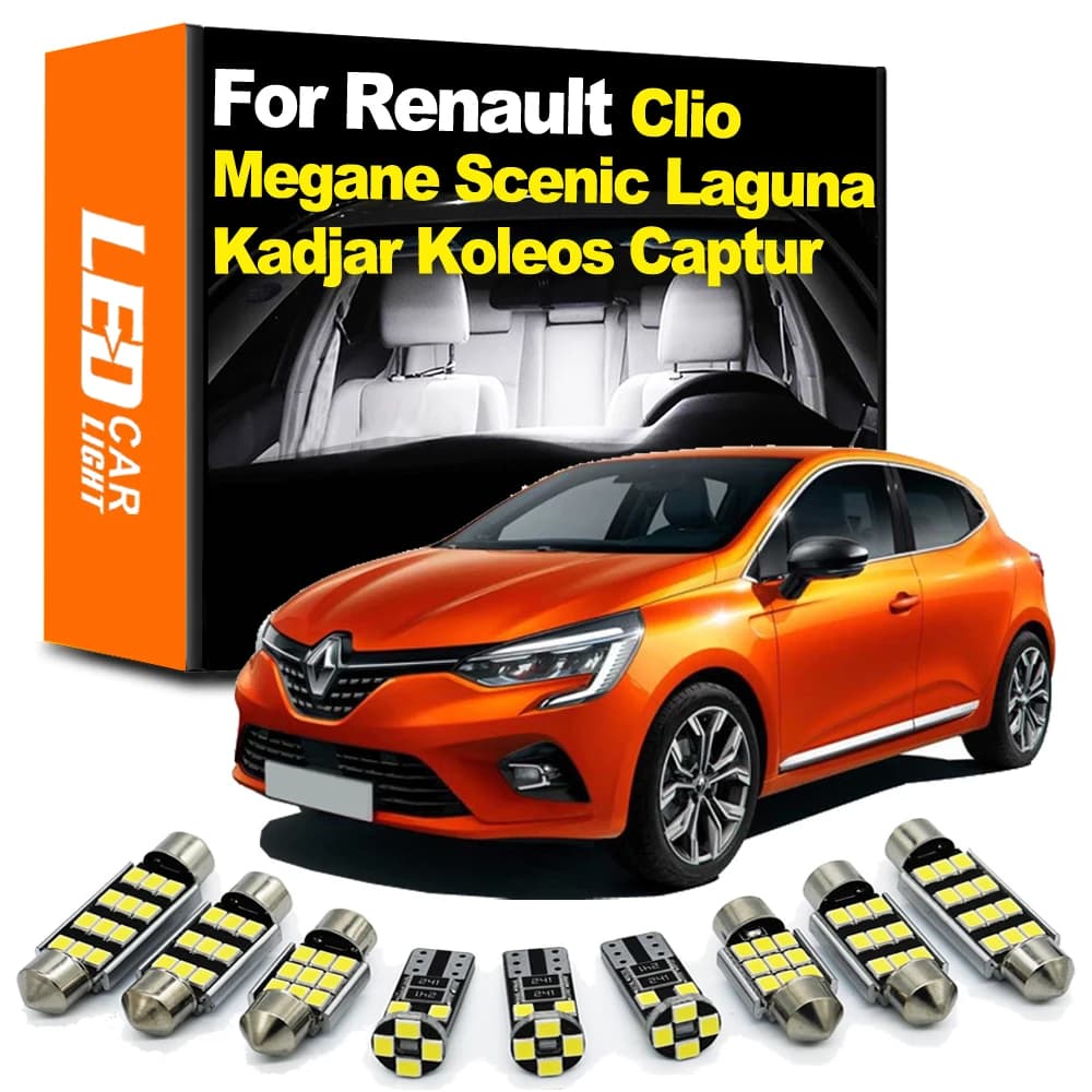 Zoomsee – Kit d'Éclairage Intérieur pour Voiture, pour Renault Laguna, Clio, Megane, Grand Scenic, Espace, 1 2 3 4 CC, Kangoo, Koleos, Captur, Kadjar et Modus