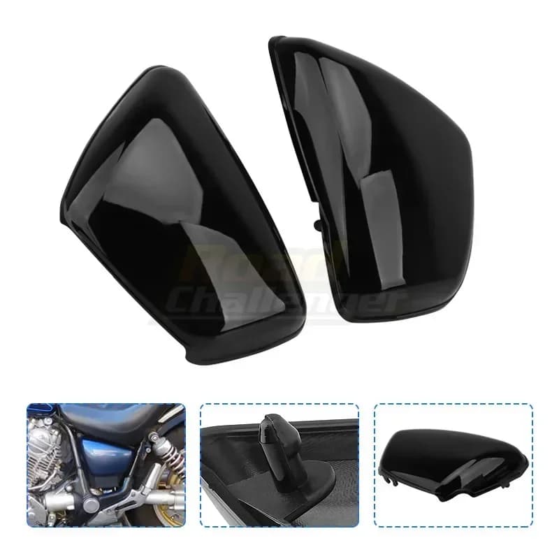 Couvercle de carénage de batterie de moto pour Yamaha XV 700 750 1000 1100 Virago 1984-up, couvercle latéral gauche et droit, couvercle de Protection noir
