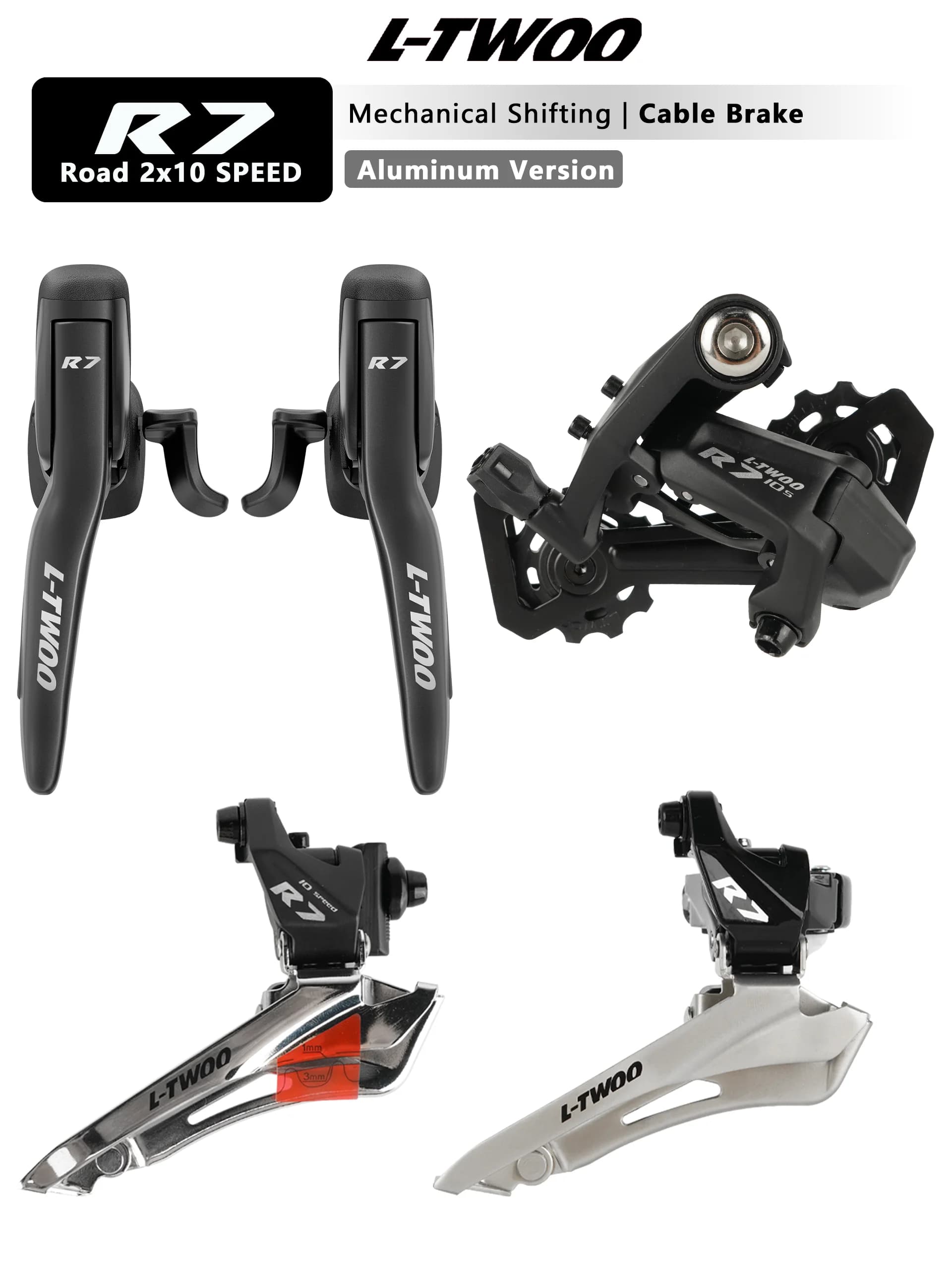 Groupe de transmission LTWOO R7 2x10 vitesses 20s pour vélo de route, avec leviers de vitesses, dérailleur arrière et dérailleur avant 4700 R3000