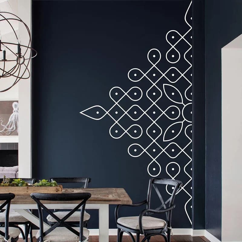 Autocollant mural Studio Kolam in Half, motifs Mandala, perfecVinyl, dessin folklorique indien, décor de chambre à coucher E726