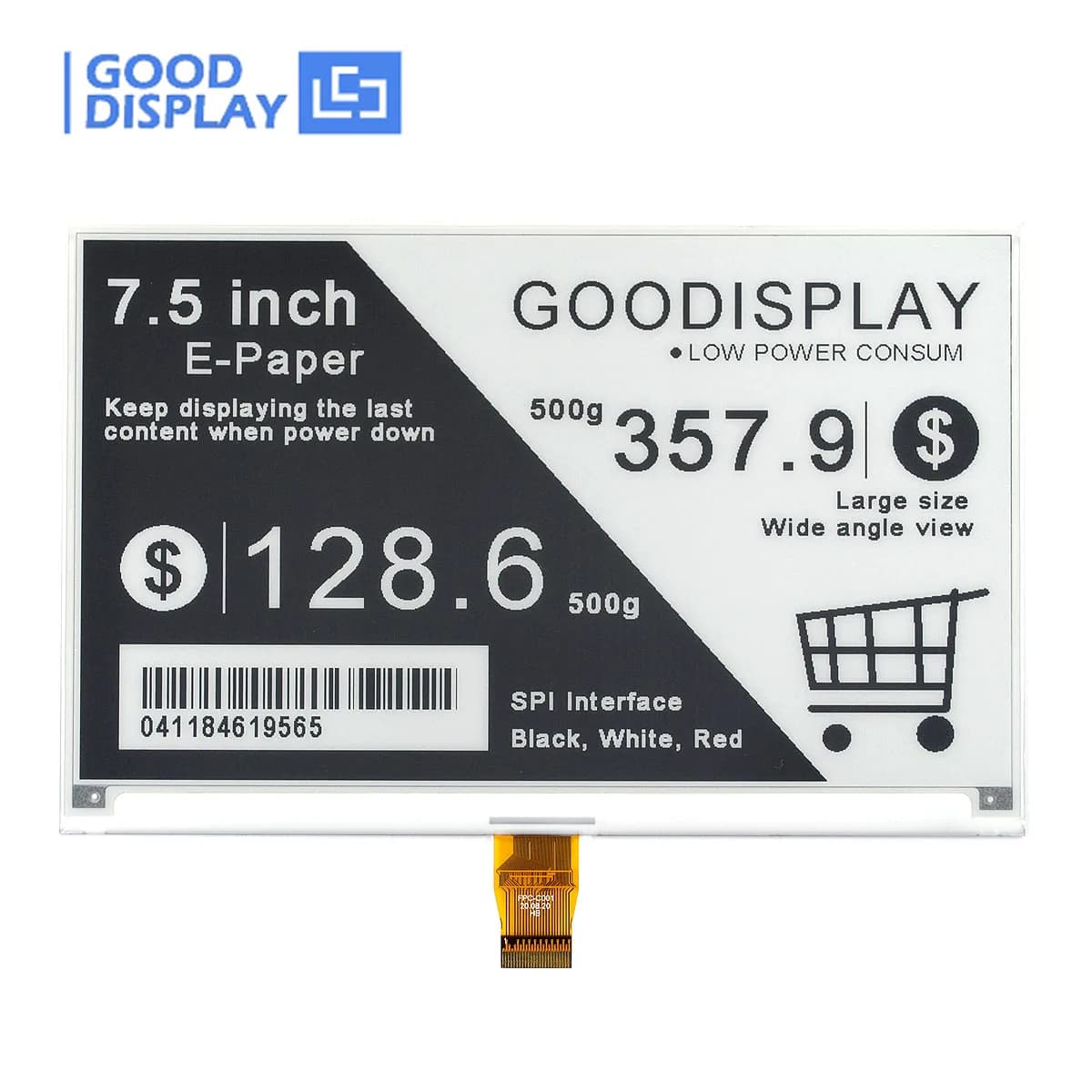 Module d'écran E-Paper GooDisplay 7,5 pouces, affichage E-Ink 4 niveaux de gris, résolution 800x480, rafraîchissement rapide en 1,5s, SPI GDEY075T7