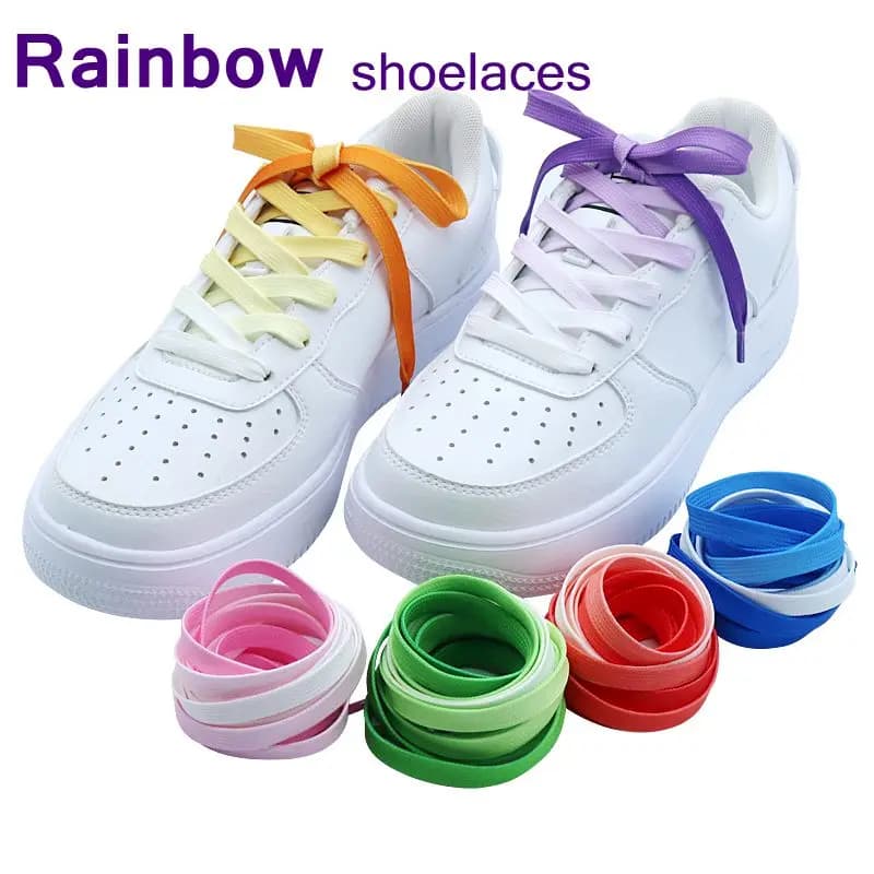 Lacets de chaussures plats arc-en-ciel pour hommes et femmes, 10 couleurs, universels, décontractés, en toile, en Polyester, 90/120CM