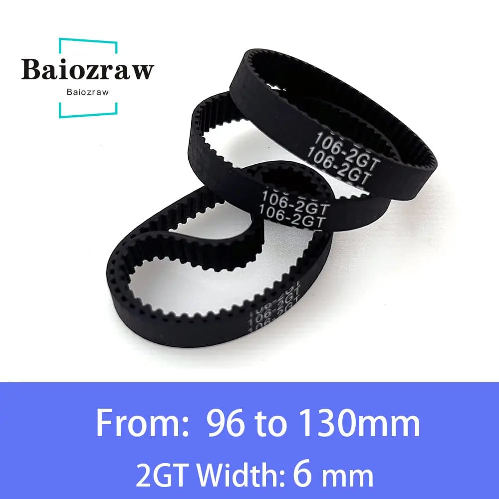 Courroie de synchronisation en caoutchouc à boucle fermée, pièces d'imprimante 3D GT2, 6mm, 96, 98, 100, 102, 104, 106, 108, 110, 112, 114, 116, 118, 120, 122, 124, 126, 130mm, 2