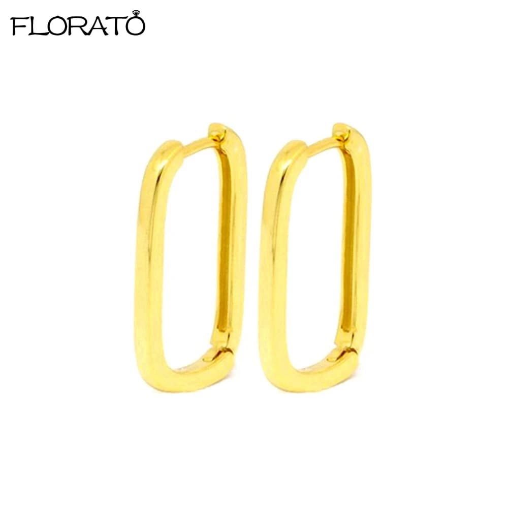 Boucles d'oreilles carrées en argent regardé 925 pour femmes, cerceau d'oreille, géométrique, nar, rectangle, cristal, bijoux