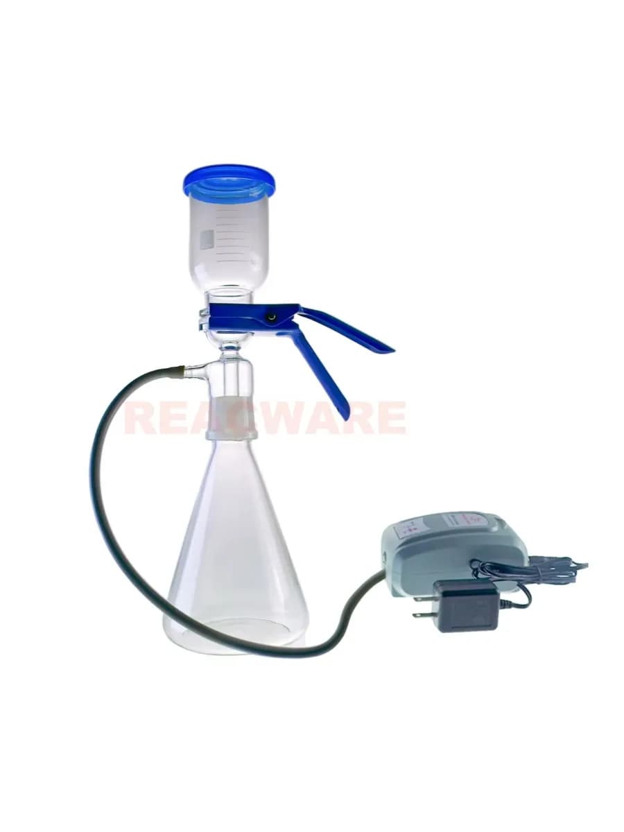 Kit de filtre à solvant sous vide pour laboratoire, avec mini pompe à vide, compatible avec membrane filtrante de 47 mm.