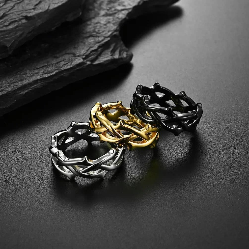 Bagues en acier inoxydable Thorn Vine pour hommes, cadeau de doigt de mode, homme, lui, bijoux d'anniversaire de travailleurs, 9mm