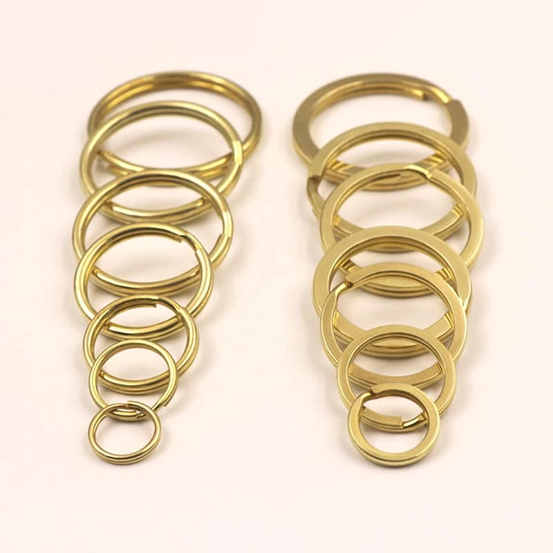 Porte-clés à anneaux fendus en laiton massif, 50 pièces, Double boucle, joint torique, boucles, pièces de support, accessoires de quincaillerie de bricolage