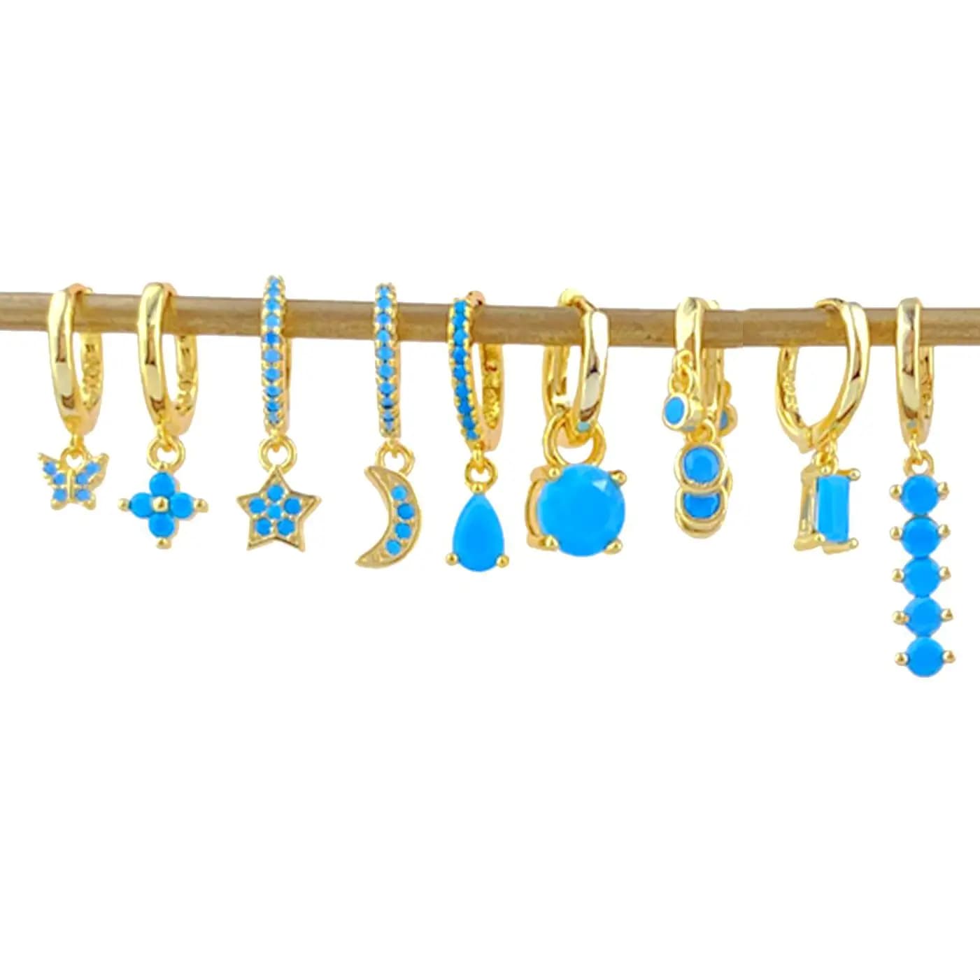 Boucles d'oreilles pendantes en forme de goutte d'eau de couleur turquoise, avec aiguille en argent sterling 925, boucles d'oreilles créoles petites pour femmes, bijoux de luxe, cadeau.