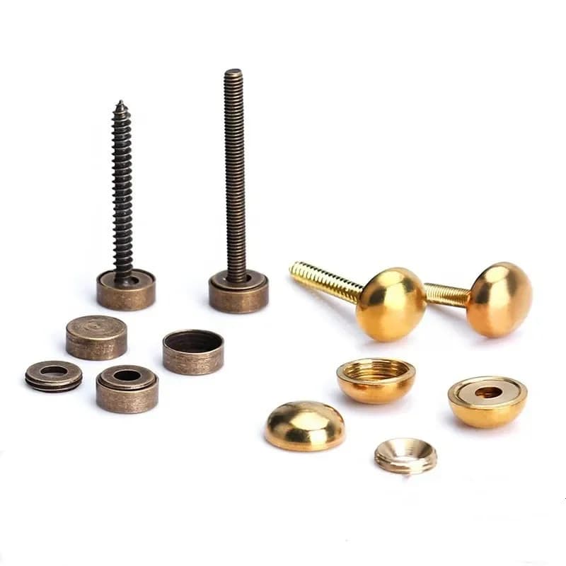 Bouchon à vis en laiton, 8 pièces, cercle décoratif pour ongles, Antique, cuivre pur, vis de fixation pour miroir, couvercle, vis autotaraudeuses