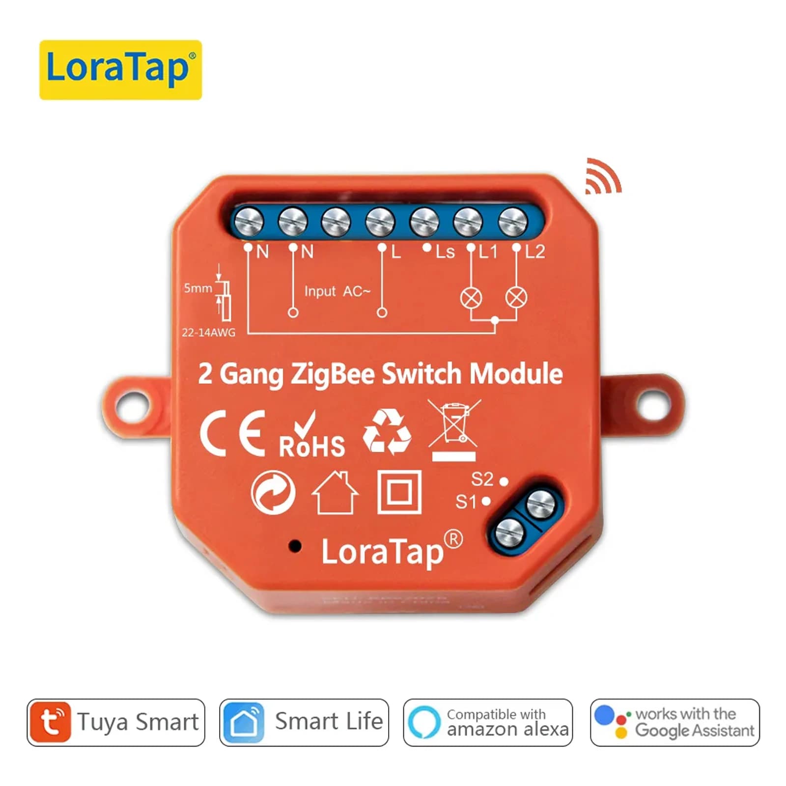 Interrupteur Tuya Smart Life ZigBee 2 boutons Module relais éclairage Google Home Assistant Alexa Echo App télécommande minuterie