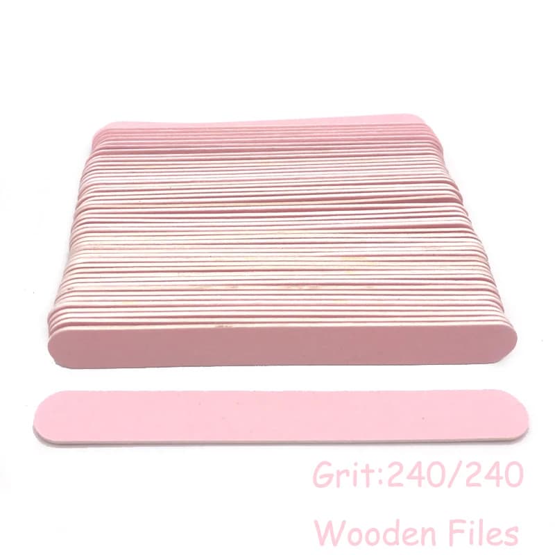 Ensemble de limes à ongles en bois rose, 50 pièces, papier de verre jetable, dissolvant de cuticules, tampons, callosités minces, outils d'art des ongles, outil de manucure