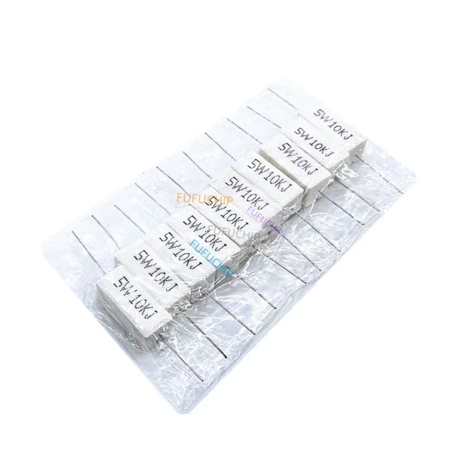Résistance de puissance en ciment 5W 5%, 10 pièces, 0.1 ~ 10K 0.1R 0.5R 1R 10R 100R 0.22 0.33 0.5 1 2 5 8 10 15 20 25 30 100 1K 10K ohm
