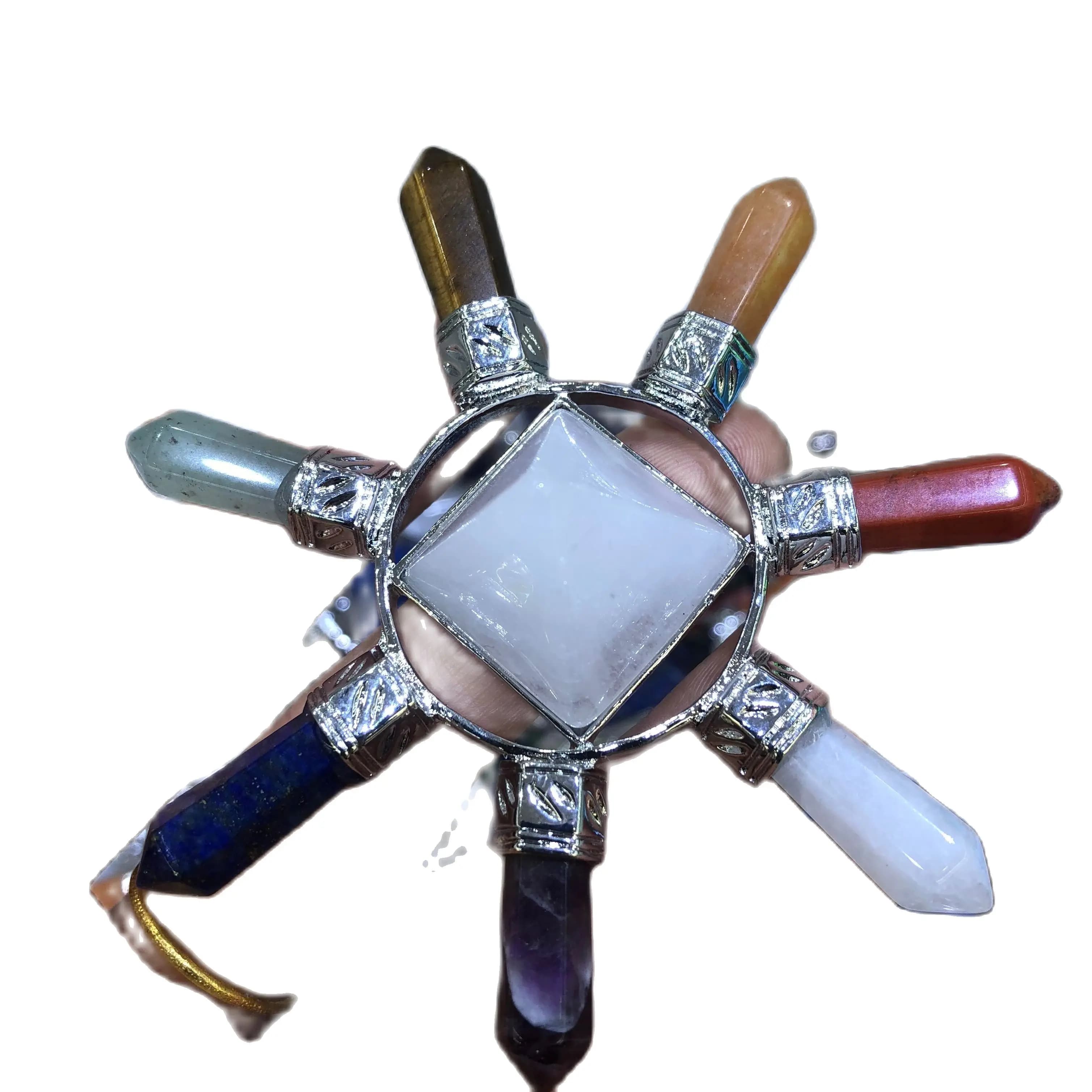 Pyramide des 7 chakras Reiki pour la méditation, pierre naturelle, générateur d'énergie, cristal, Point Hexagonal, guérison, pendule spirituel