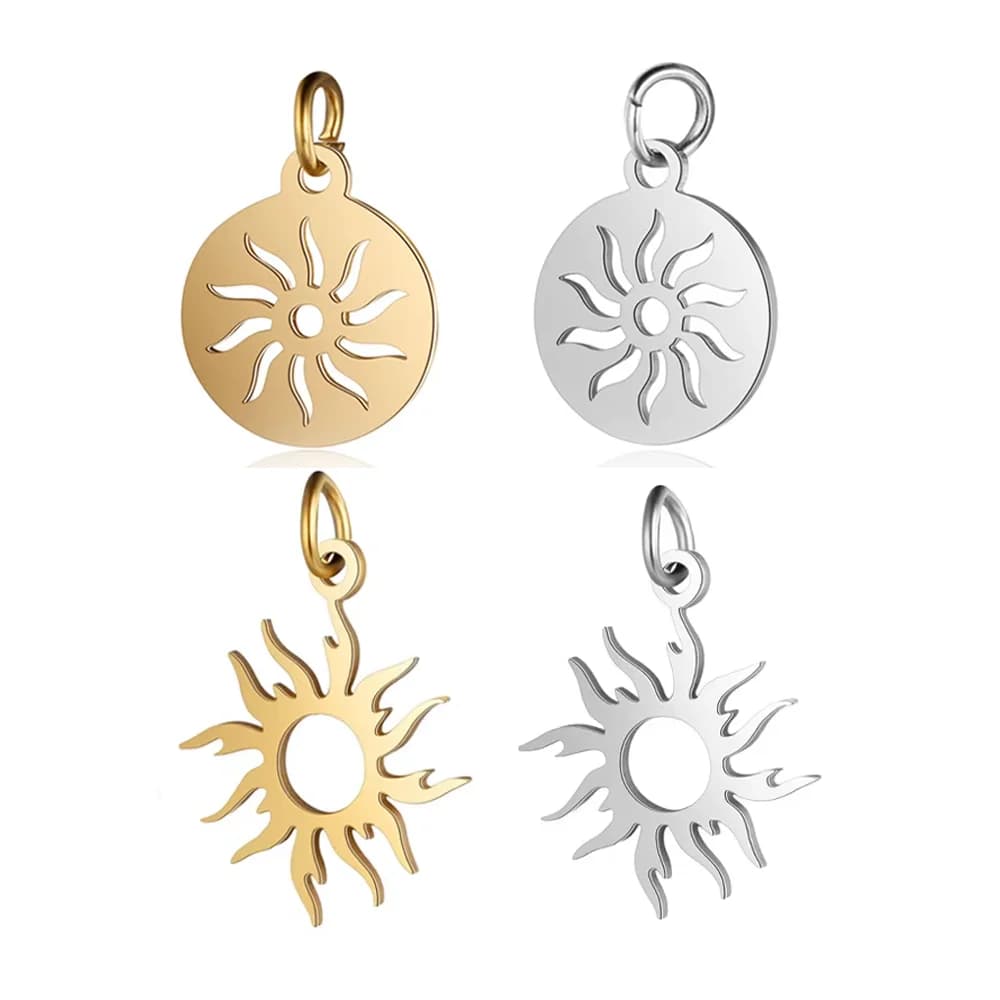 Breloques de soleil en acier inoxydable, 10 pièces/lot, vente en gros, bricolage, fabrication de bijoux, breloques, pendentif en acier terni