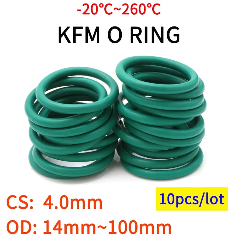 Joint d'étanchéité en caoutchouc fluoré, vert FKM, résistance aux hautes températures, huile d'isolation, 4.0mm de diamètre, 14 ~ 100mm, 10 pièces